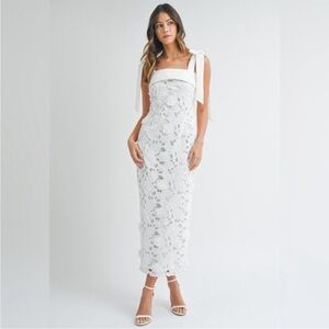 Petal & pup floral lace bow tie strap midi worn once for bridal shower!